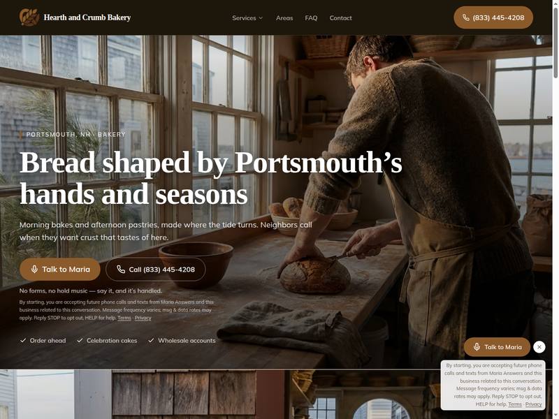 Hearth & Crumb Bakery — a website built by Maria Sites