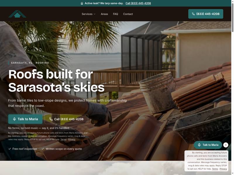 Ridgeline Roofing — a website built by Maria Sites